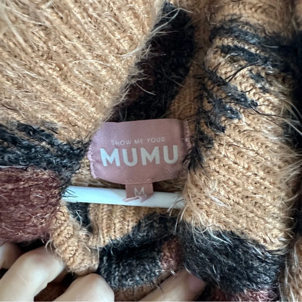 NWOT Show me your MuMu cheetah fever fuzzy turtle neck sweater - Picture 6 of 8